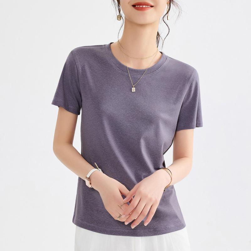 Lyocell Linen T-shirt Women's Summer Short-sleeved Thin Bottoming Shirt Loose Top Clothes