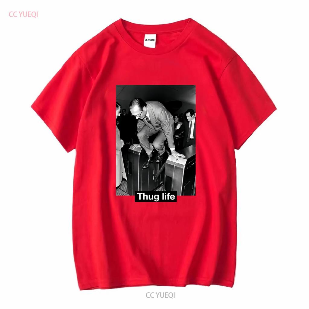 T shirt chirac thug life e long or short sleeves vintage Washed Casual Slightly Versatile fashion Stretched Stylish streetwear