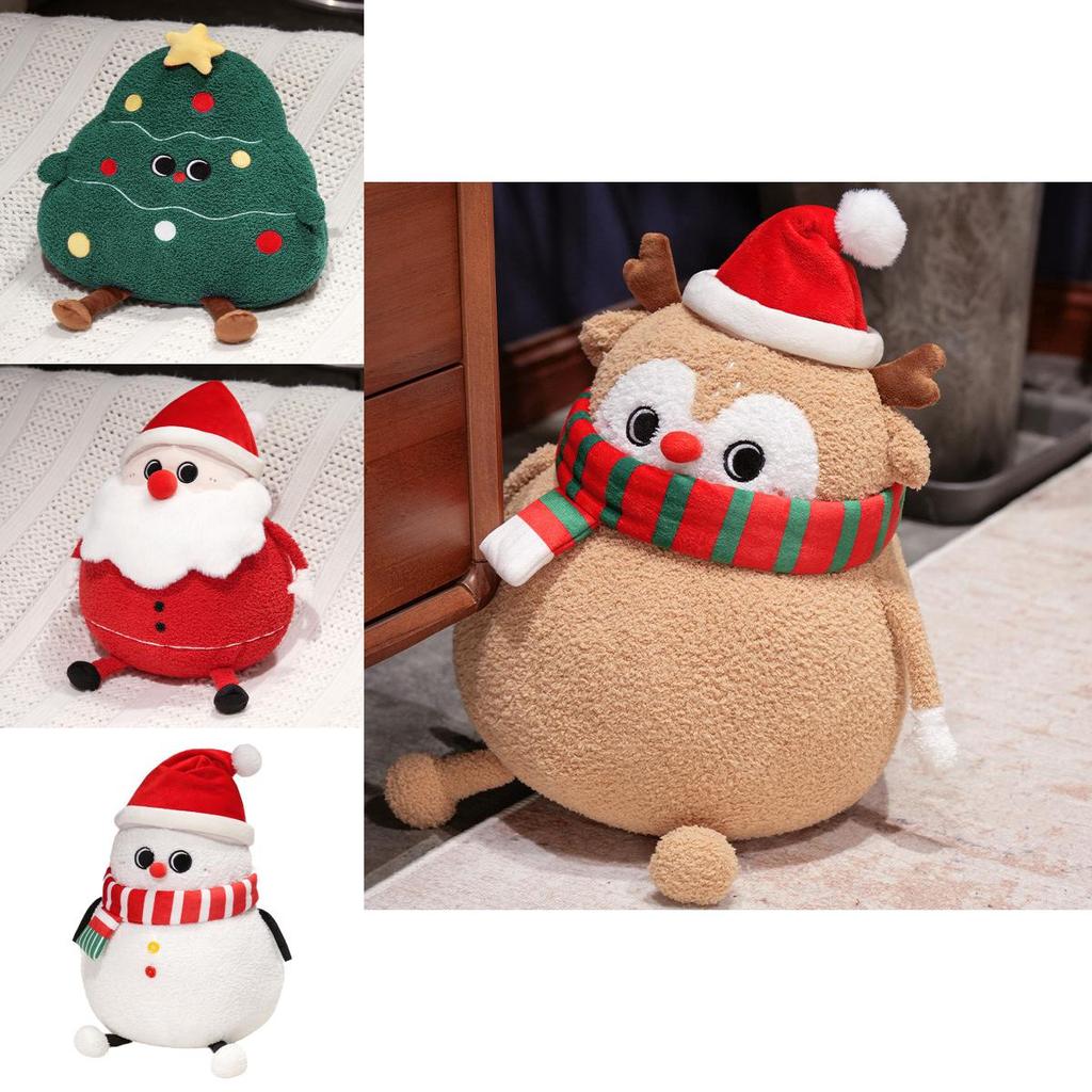 Christmas Santa Plush Cushion With Embroidered Cartoon Design For Living Room Decor
