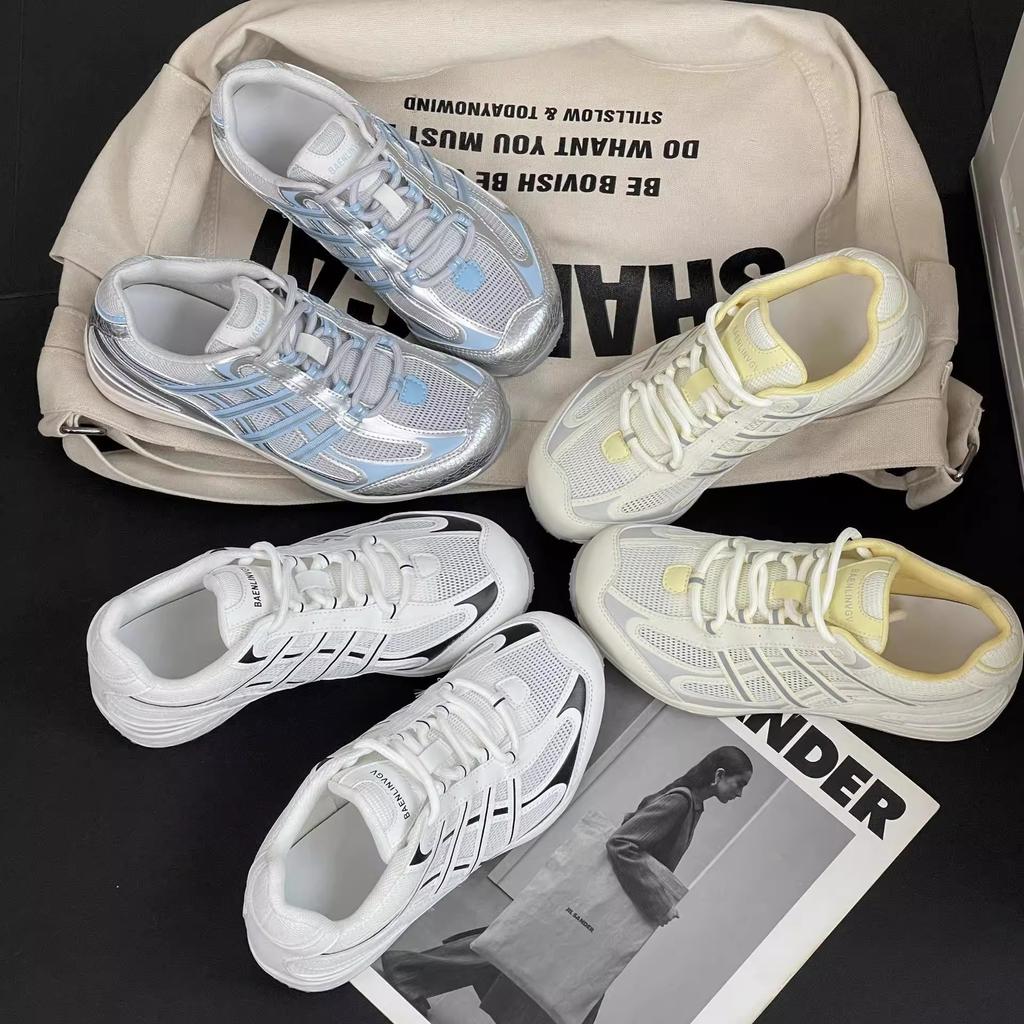 2025 summer new flat-bottomed lightweight Forrest Gump shoes German training shoes breathable mesh lace-up sports and leisure shoes women's soft sole