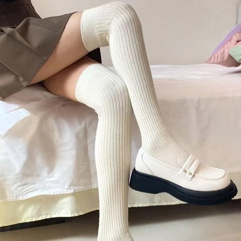 New Winter Solid Color Thigh High Stockings Women Trendy Casual Over The Knee Female Long Sock Thermal Warm Cotton Tube Leggings