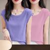 Women Modal T Shirt Short Sleeve Summer Slim Fit Flutter Sleeve Round Neck Comfortable Casual Tee