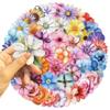 50Pcs Transparent Cartoon Floral Stickers - Waterproof PET Flower Decor for Journals, Guitars & Notebooks