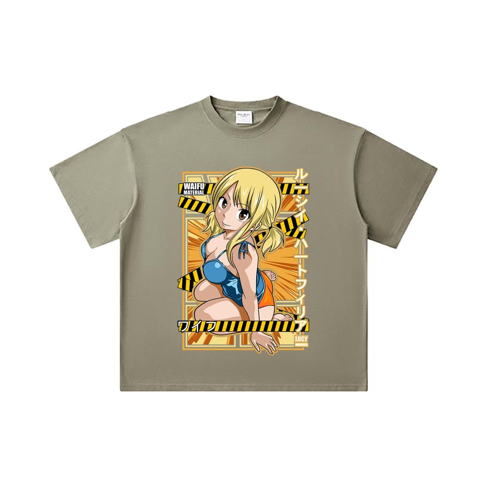 260 GSM Double Yarn 32 Count 100% Cotton Fairy Tail V1 Lucy Waifu Print Unisex Heavy Cotton T Shirt