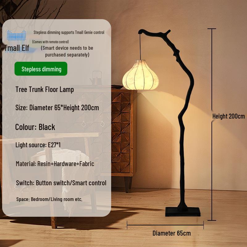 Brand New Zen Retro Wabi-Sabi Fabric Lantern Floor Lamp for Living Room & Tea Room Atmosphere