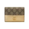 Gucci GG Marmont Doppel G Logo Druckknopfverschluss Canvas und Leder Kartenhalter Damen Kartenhalter Goldbraun 658610-AABGY-8658