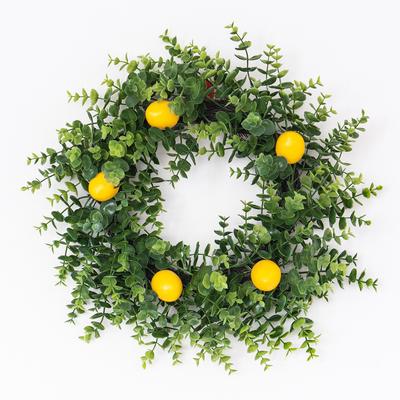 1PC Lifelike Artificial Lemon Vine, Green Plant Wreath Artificial Eucalyptus Lemon Fruit Wreath Pendant Home Scene Decoration