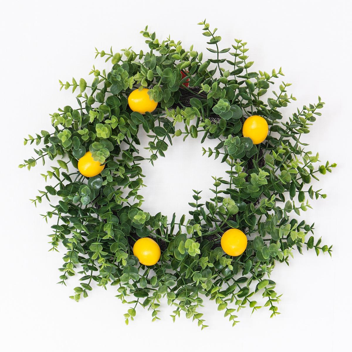 

1PC lifelike artificial lemon vine, green plant wreath artificial eucalyptus lemon fruit wreath pendant home scene decoration