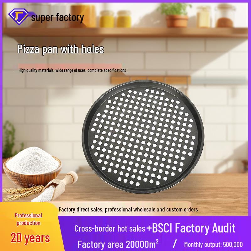Perforated 12-Inch Non-Stick Carbon Steel Pizza Pan for Thin, Crispy Crusts Perforated Pizza Pan 29CM