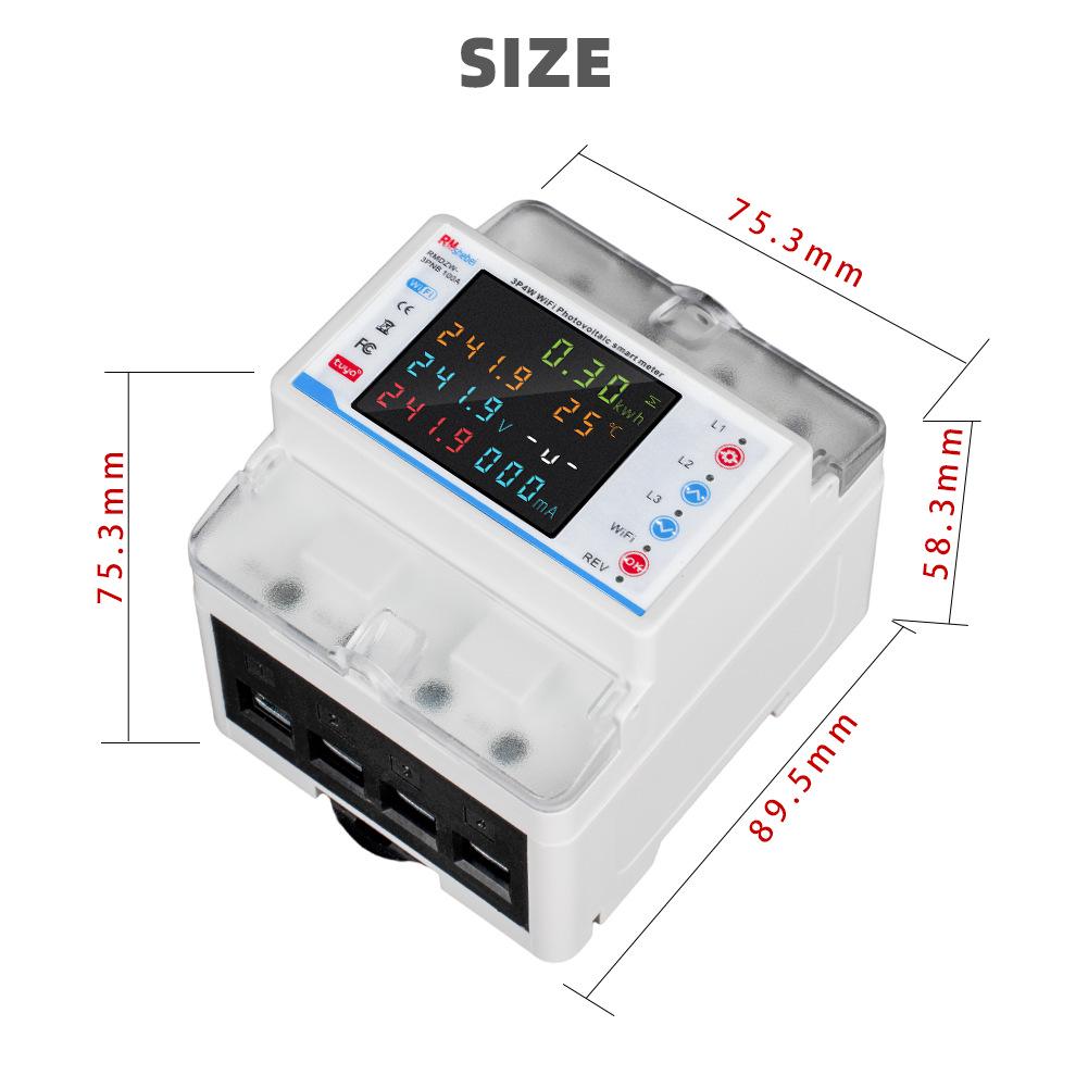 Smart Tuya 3-Phase WiFi Circuit Breaker with 4P, Color Screen, Remote Mobile Control, and Leakage Protection