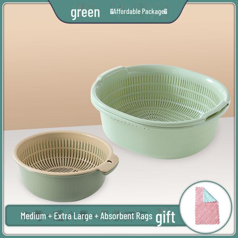 Double-Layer Plastic Drain Basket: Enlarged Kitchen Basin & Fruit Plate