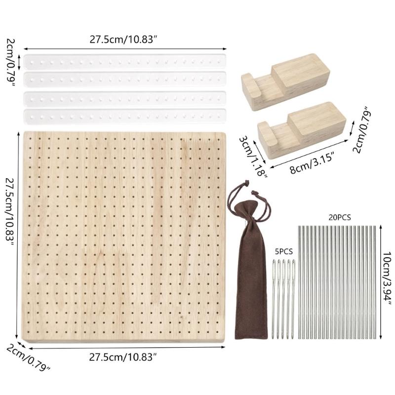Wooden Handcrafted Blocking Board Crochet Crafting for Knitting Crochet Square Full Kits with Stainless Steel Rod Pins