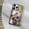 Raccoon Cute Animal Phone Case For iPhone 11,12,13,16,14,15,Mini,Pro,XS,MAX Black Matte Shockproof Cover