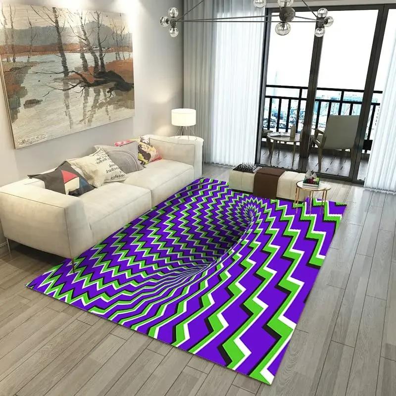 3D Vortex Illusion Carpet for Bathroom Living Room Sofa Table Decor Rugs Hallway Balcony Floor Mat Anti-slip Entrance Door Mat
