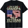 100% Cotton I'm A Dad Grandpa and Veteran Fathers Day Papa Grandpa Gifts T-Shirt