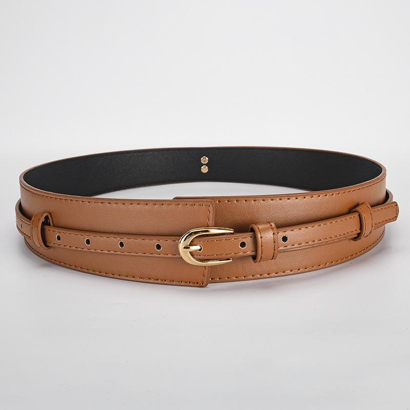 2025 Women's High-End Leather Waist Cincher with Two-Use Buckle for Skirts and Pants