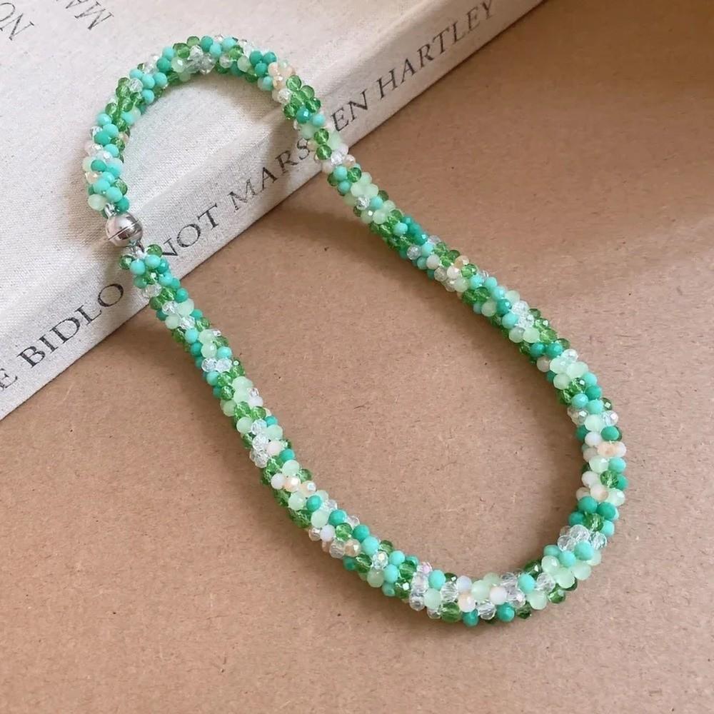Colorful Necklace Handmade Beaded Clavicle Chain Trend Glass Beads Choker for Women