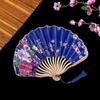 Chinese Classical Folding Fans Beautiful Tassel Flower Decorative Fans Bent Wood Rib Fans Woman Summer Folding Fans