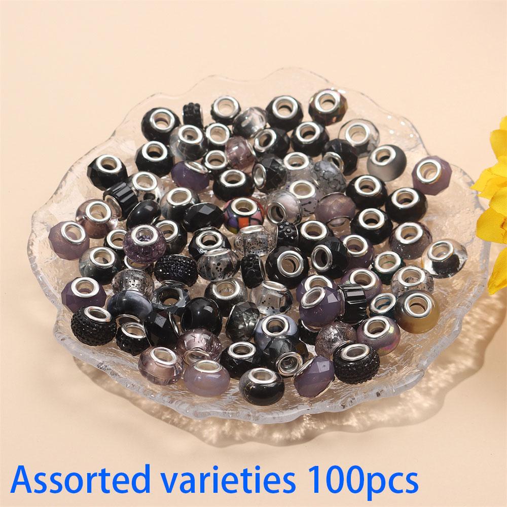 30/50/100pcs large hole beads, resin large hole pen beads, European beads, large hole glass beads, rhinestone beads, pen making, bulk bracelet making