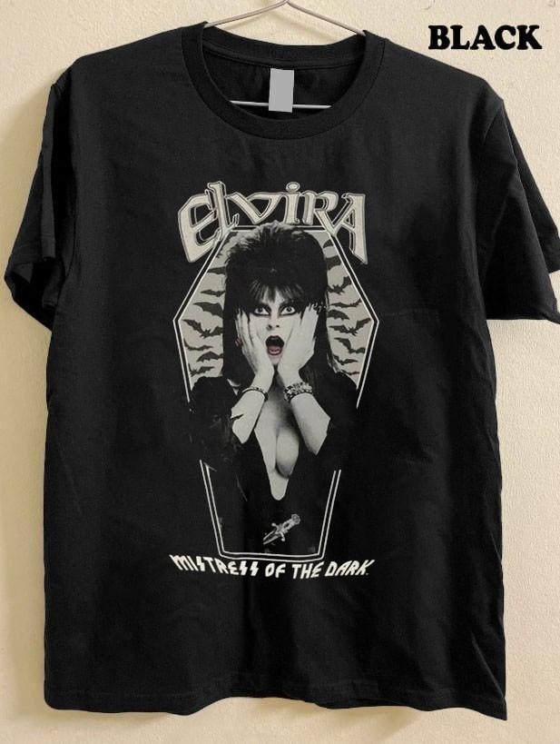 Elvira horror movie vtg classic cotton black t-shirt QT8020 Unisex T-Shirt S