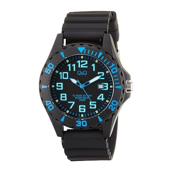 

[Citizen Q&Q] Analog Watch, 10 Years Battery Life, 10 ATM Water Resistant, Date, Urethane Band A22A-005VK Men s Blue