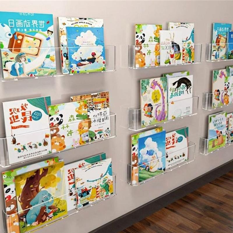 Pet Material Acrylic Book Display Stand Versatile Acrylic Wall Mount Magazine Holder Easy to Clean Book Support Holder
