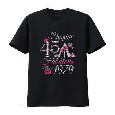 Womens Chapter 45 EST 1979 Years Old 45th Birthday Queen T Shirt Vintage Washed Top For Everyday Wear Soft Versatile Stylish