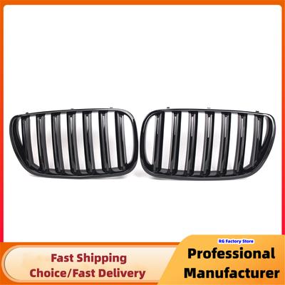 For BMW X3 E83 2007-2010 Front Bumper Kidney Grille Glossy Black Racing Grill Single Slat Sport Cover