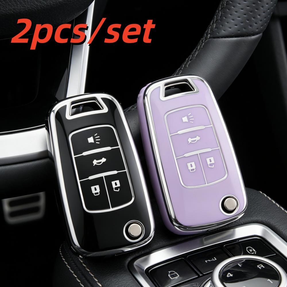2Pcs Car Key Case Covers For Chevrolet Cruze Aveo Trax Sail Malibu Captiva Opel Vauxhall Astra J Corsa Insignia Mokka 4 Buttons