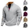 Herren Reißverschluss Stehkragen Fleecegefüttert Color Block Henley Langarm Sweatshirt.