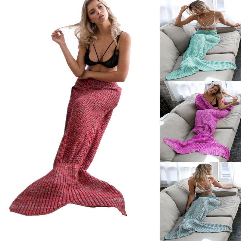 Plush Mermaid Tail Cocoon Blanket Knitted From Durable Acrylic Fabric For All Ages