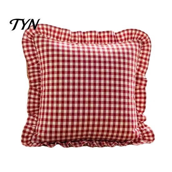 Federe Minimaliste Moderne per Cuscini, Copricuscino Ruffle, Fodera a Quadri in Cotone con Bordo Arricciato, 18x18 Pollici Accessori per la Casa del Soggiorno 20x12