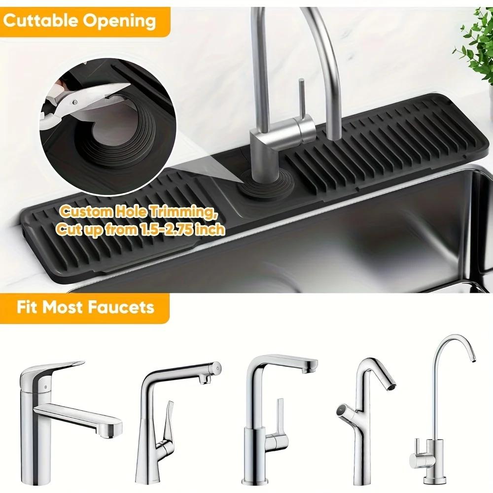 Kitchen Sink Splash Guard with 7° Slope Design,Quick Drain, Snap-On Fixation,Splash Catcher for Kitchen & Bathroom Countertops