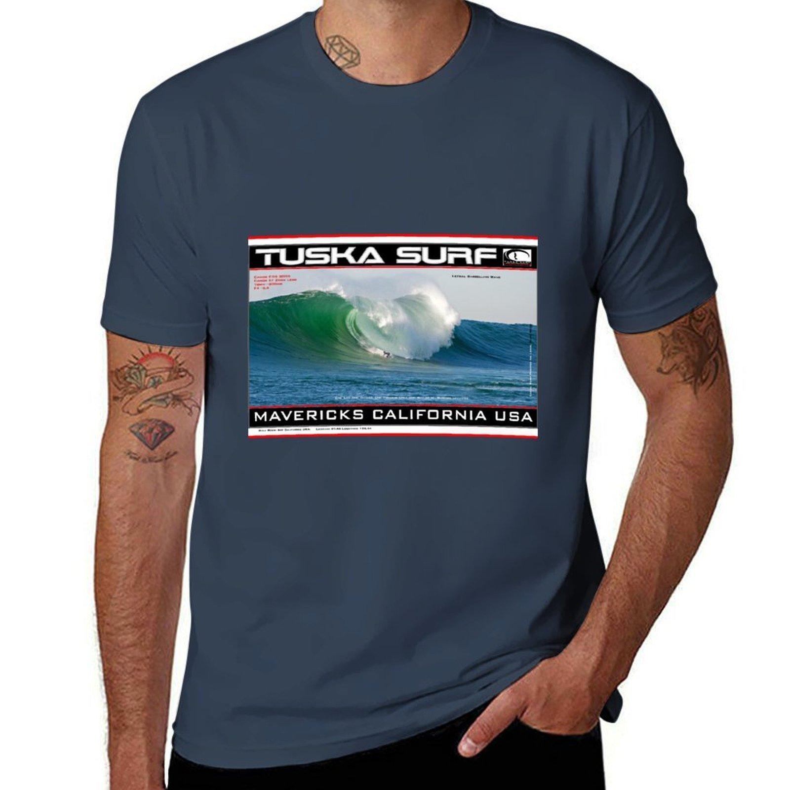 Mavericks Breaking Wave Surf Tee Shirt By Tuska Surf Tshirt Simple Print Design Tshirt S
