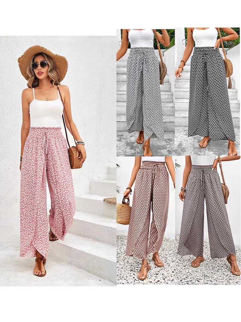 Western Women s Floral Wide-Leg Skirt Pants, 2026 Summer Collection Medium