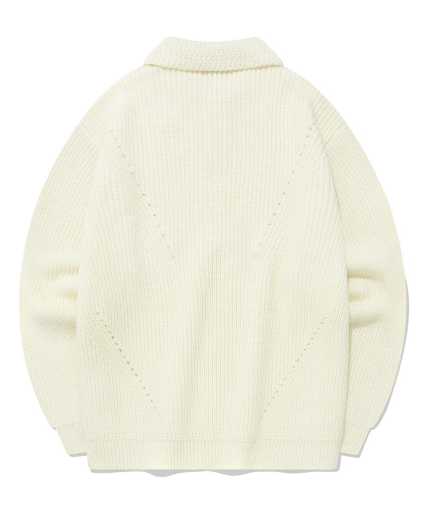COVERNAT Open Collar Knit Ecru