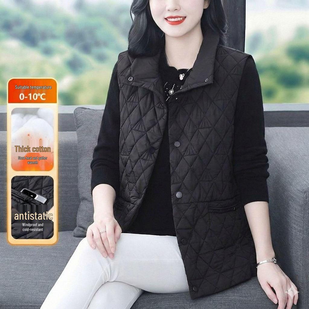 200 Jin Plus-Size Women's High-End Cotton Padded Vest - Thick, Warm, Flesh-Covering, Slimming Jacket