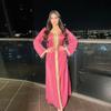AB073 Women's Lace Abaya with Ribbon & Hot Drill Detail - Middle Eastern Fashion Robe