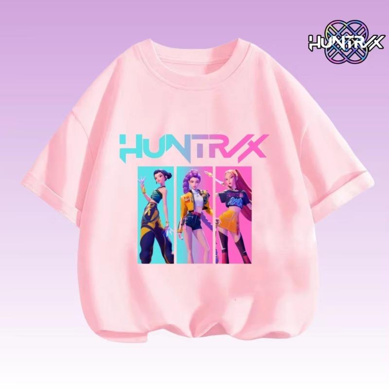 2026 Moda Camiseta Infantil Kpop Caçadores de Demônios Camiseta para Meninos Meninas Camiseta Verão Gola Redonda Manga Curta