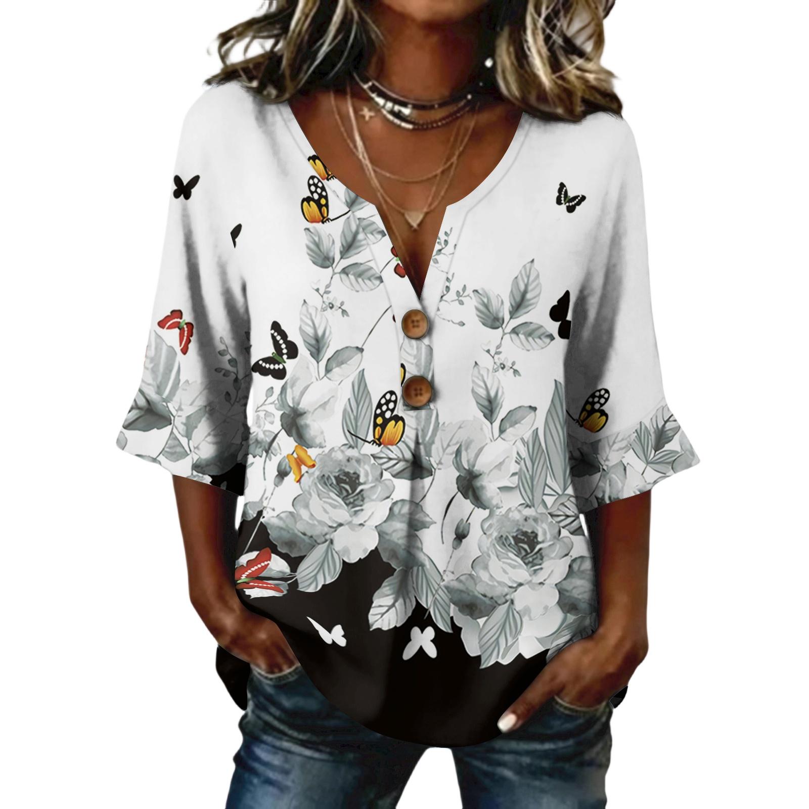 

Long Sleeve Shirts for Women Womens Long Sleeve Tops Long Sleeve T Shirt Women Long Sleeve Going Out Tops for Women with Printed Design and Button XL белый