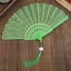 Love Heart Print Folding Fan with Tassel Chinese Style Portable Hollow Ribs Hand Fan Women Dance Performance Props Party Favors