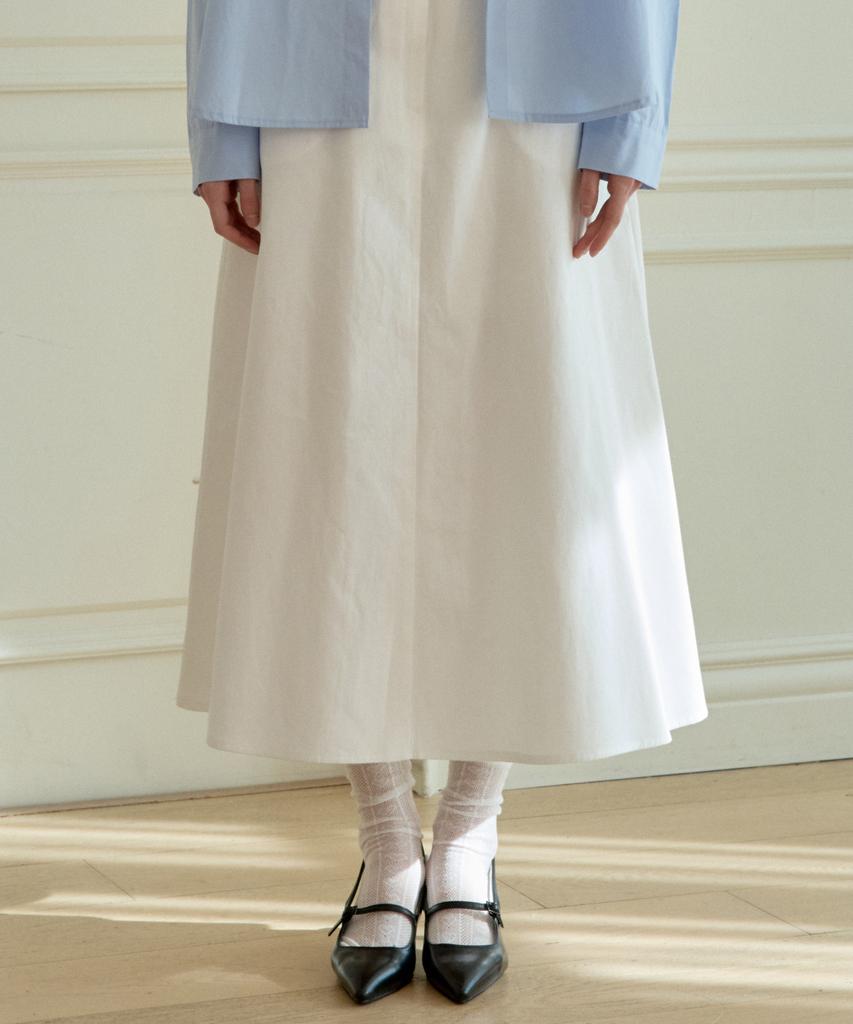 Hillioteu A-Line Two Button Skirt_White