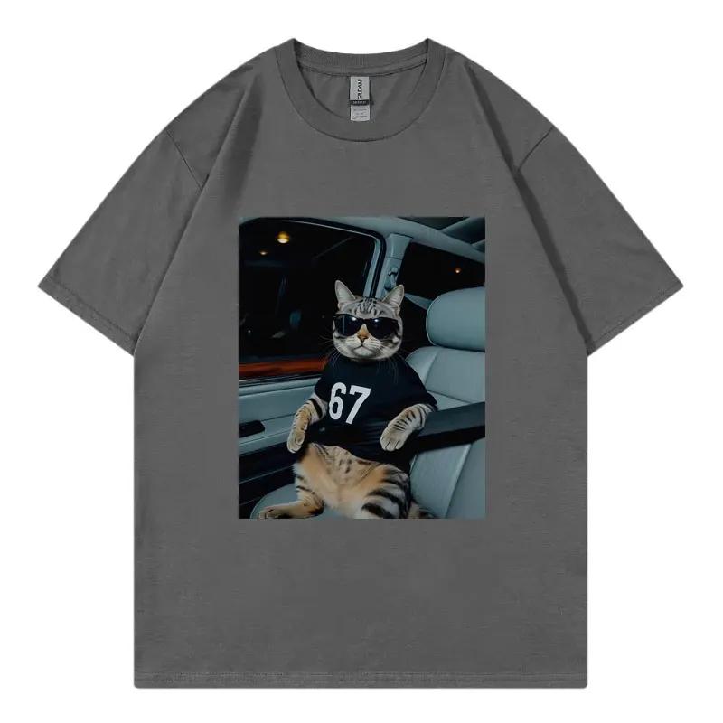 67 Cool Cat Funny Meme Graphic T Shirts Men Women Clothing Fashion Oversized T-shirt Summer Casual Cotton Short Sleeve T-shirts