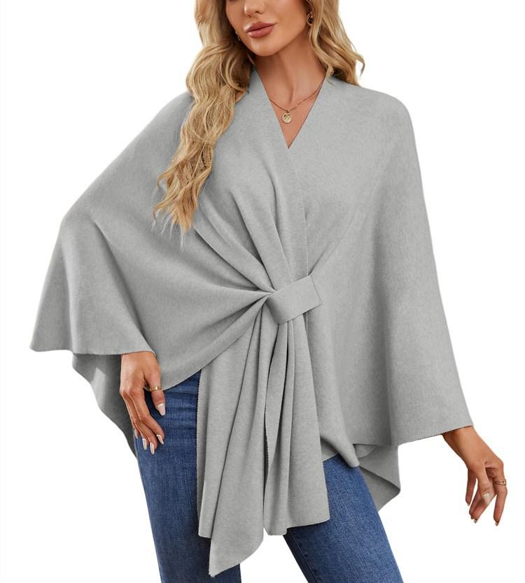 Women's Elegant Solid Color Shawl Cape Coat 2024