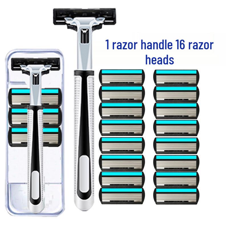 Gillette Six-Layer Manual Razor Blades for Beard Shaving - Old-Fashioned Shaving Style