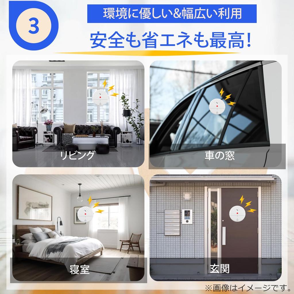 SAMIKAGO Security Vibration Security Window Burglary Intrusion Security Sticker Easy Security Measures Set of Buzzer, Window, Sensor, Alarm, Glass,