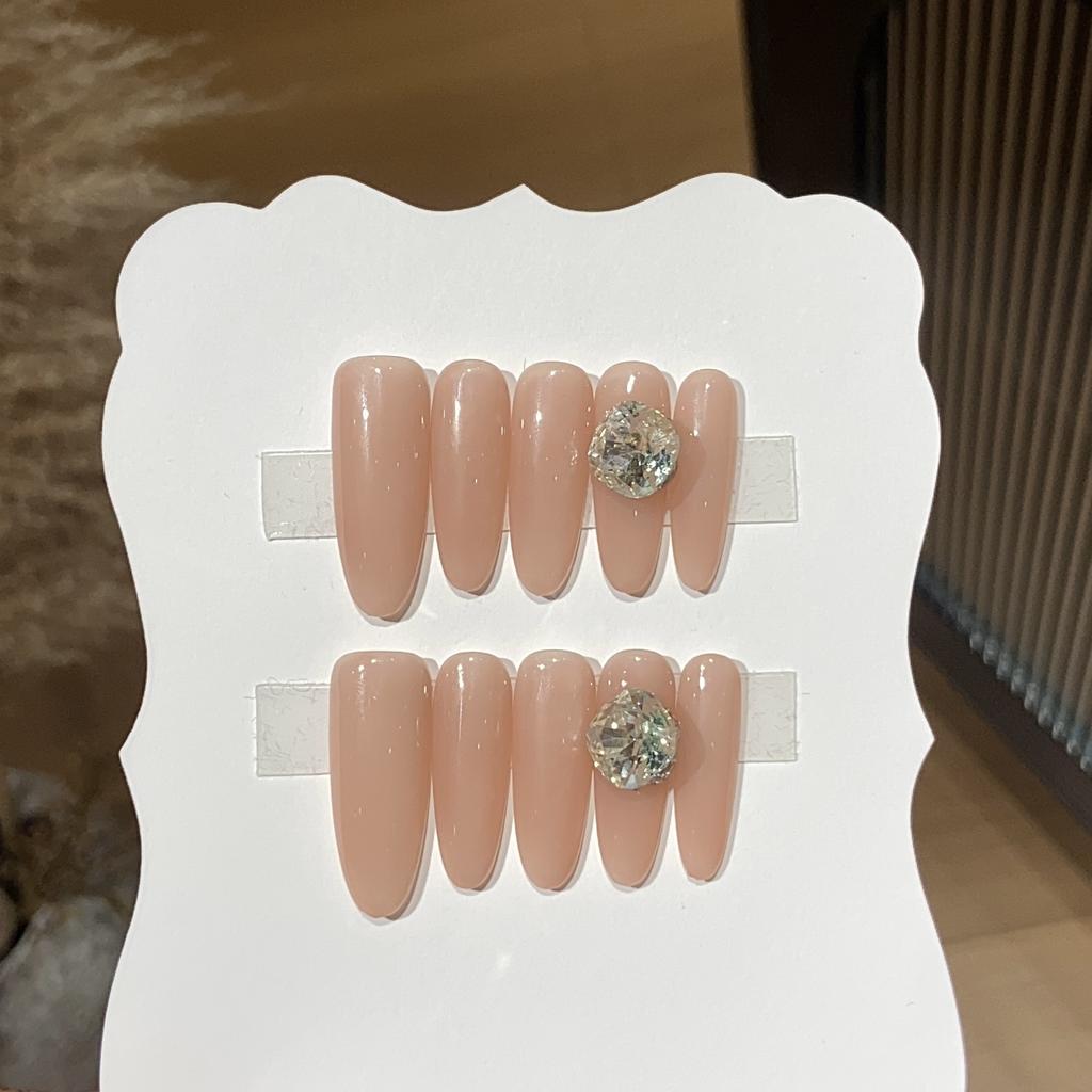 Manichiură Versatilă Diamant Pătrat Ceai cu Lapte și Scorțișoară pentru Albire Simplă Zilnică Nud Pur Amovibilă Armură Purtabilă