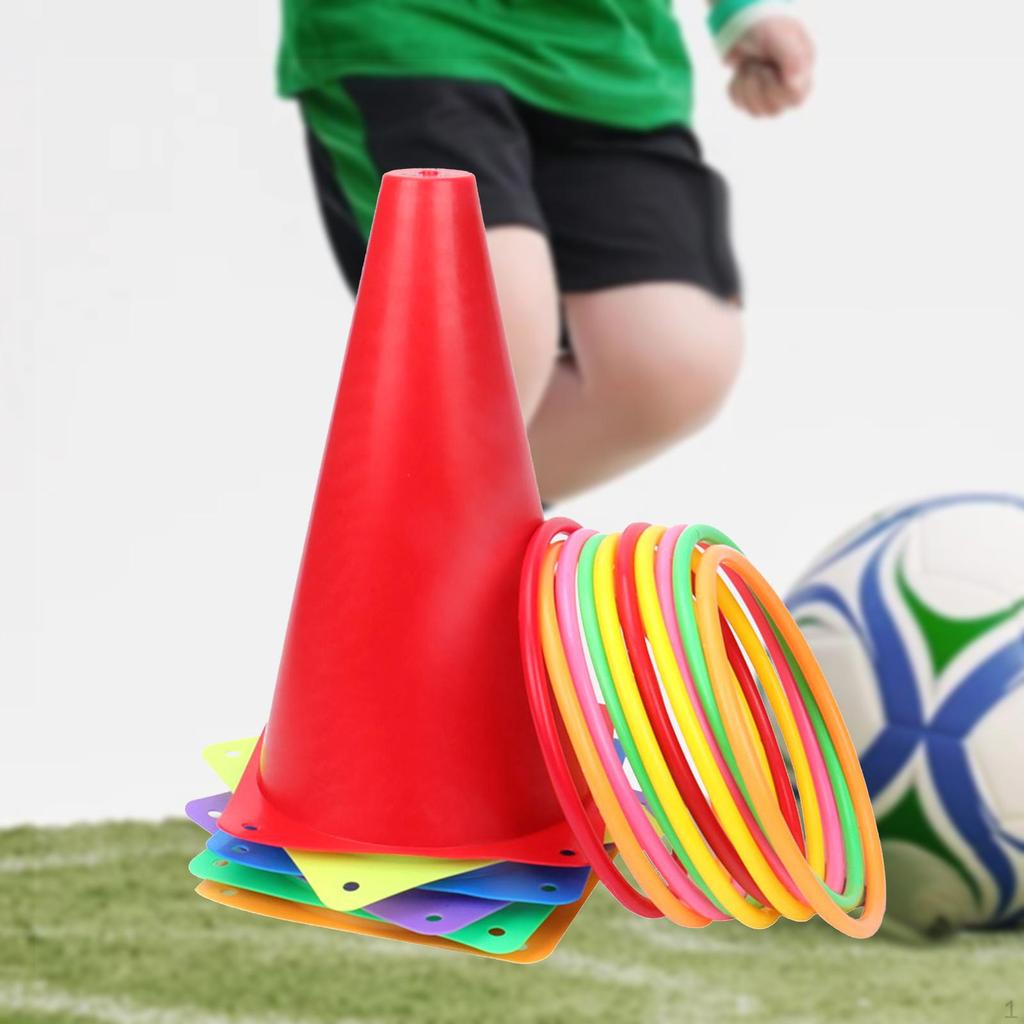 Rings Toss Game Colored Cones and Throwing Traffic Carnival Backyard for