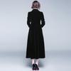 Autumn Women Vintage Wrap Black Velvet Maxi Coat Thick Warm Long Trench Coat Outwear