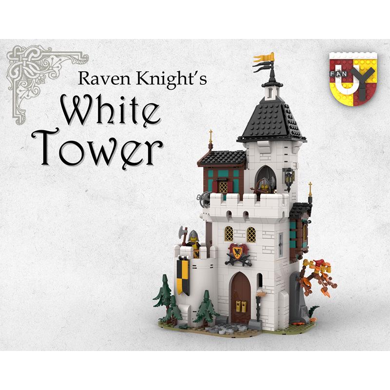 White Pagoda Medieval Architecture Lego-Compatible Creative Toy Model for Kids